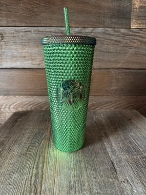 NWT Venti Metallic green studded cold cup tumbler